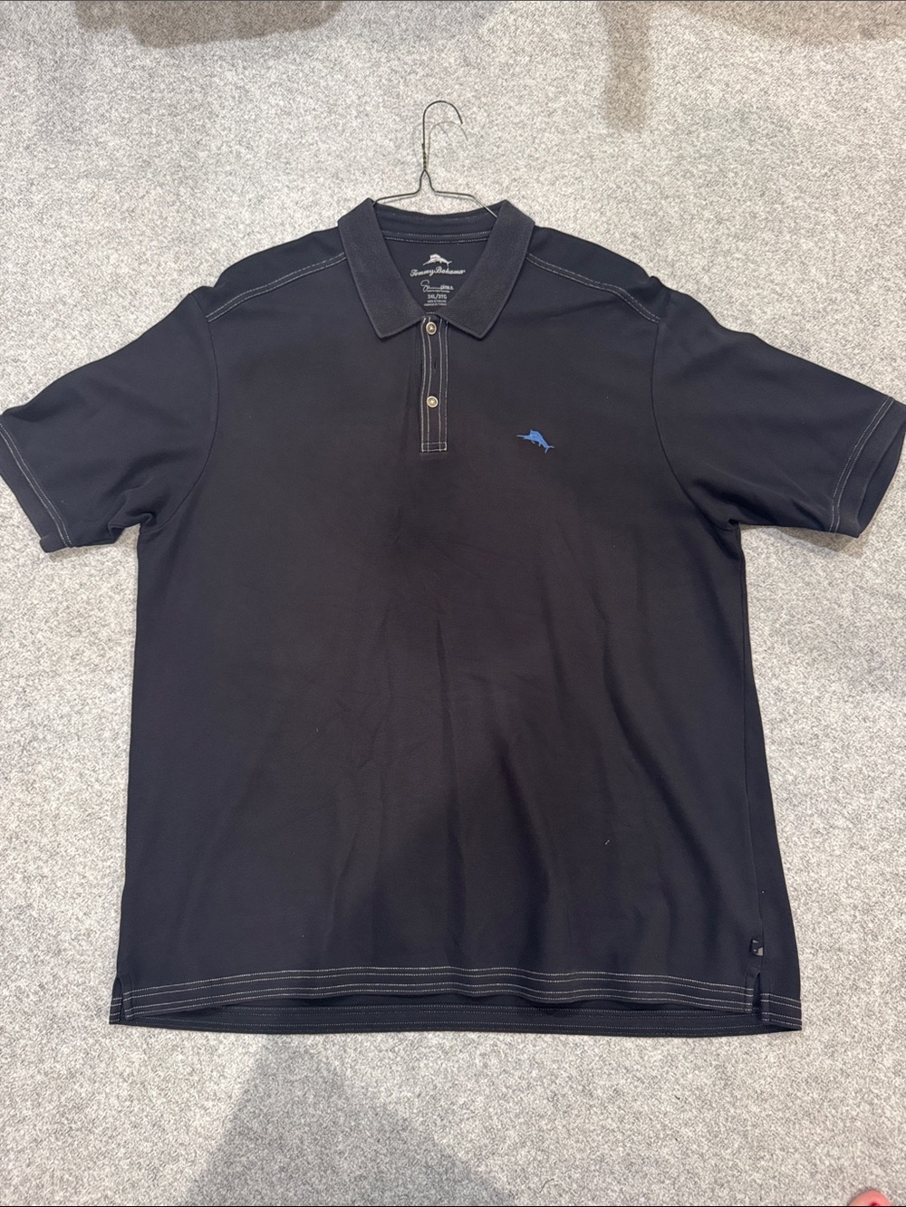 Tommy Bahama Black Polo with Blue Dolphin Emblem